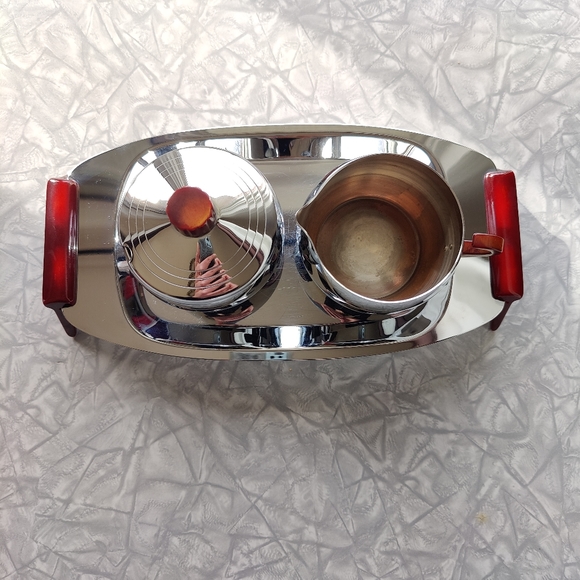 Vintage cream & sugar set with serving tray | made by Canada's GloHill | MCM - Picture 7 of 14